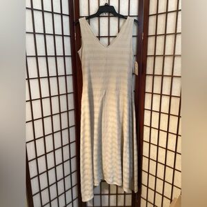 For Cynthia lined poly spandex asymmetrical soft striped maxi dress. Size S.